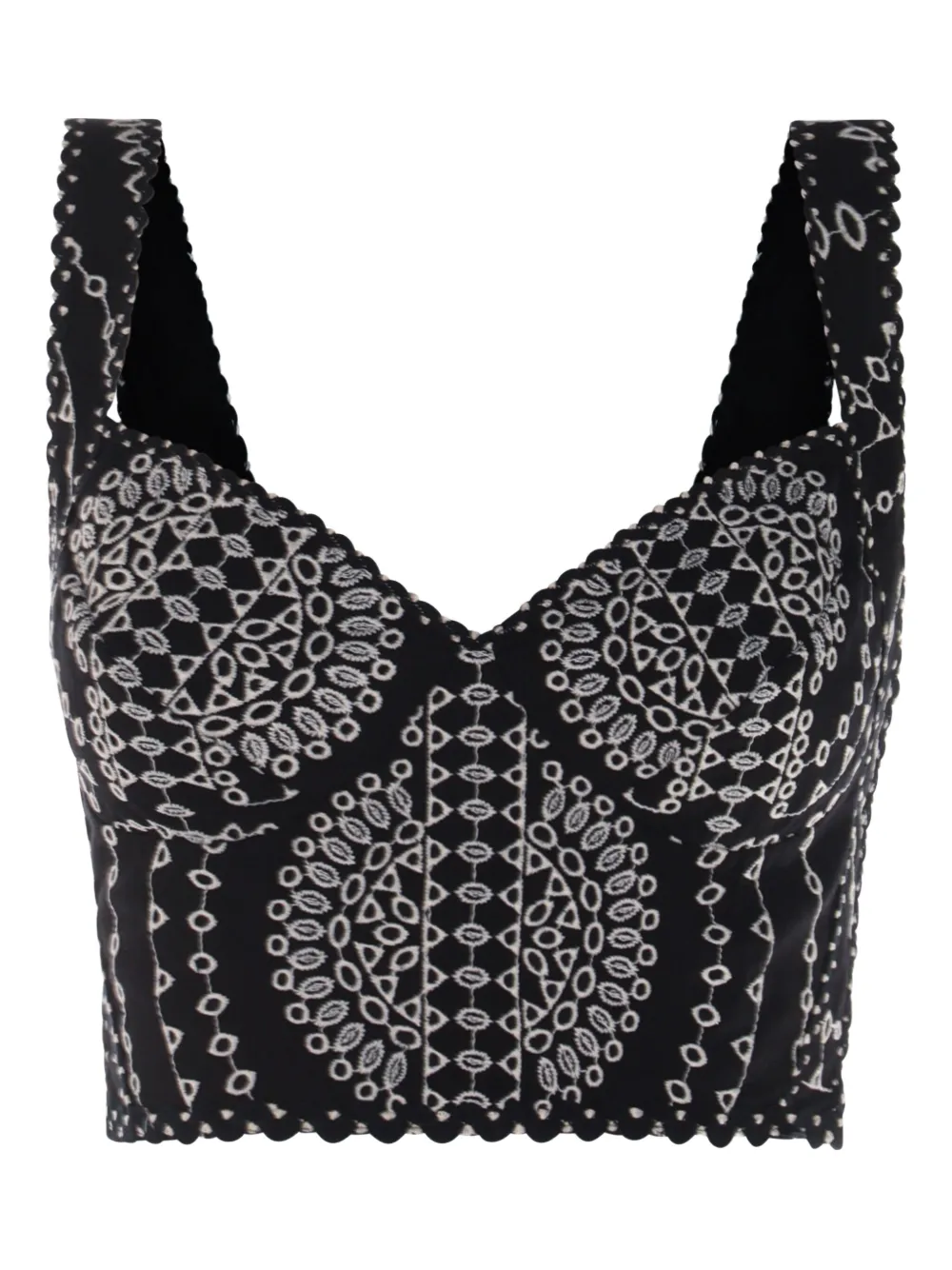 Charo Ruiz Ibiza Goldie cropped top met gewelfde afwerking Zwart