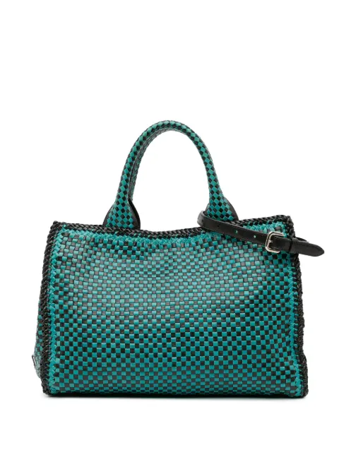 Prada Pre-Owned bolsa satchel Goatskin Woven Madras 2000-2013