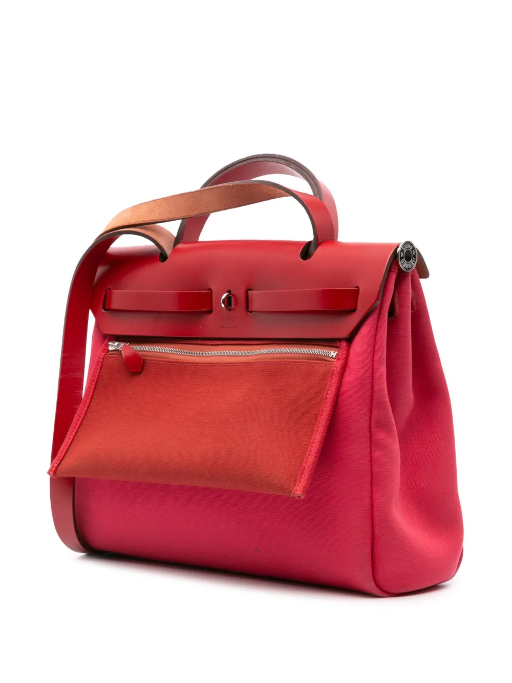 Pre-owned Hermes 2020 Toile Militaire Vache Hunter Herbag Zip 31 Satchel In Pink