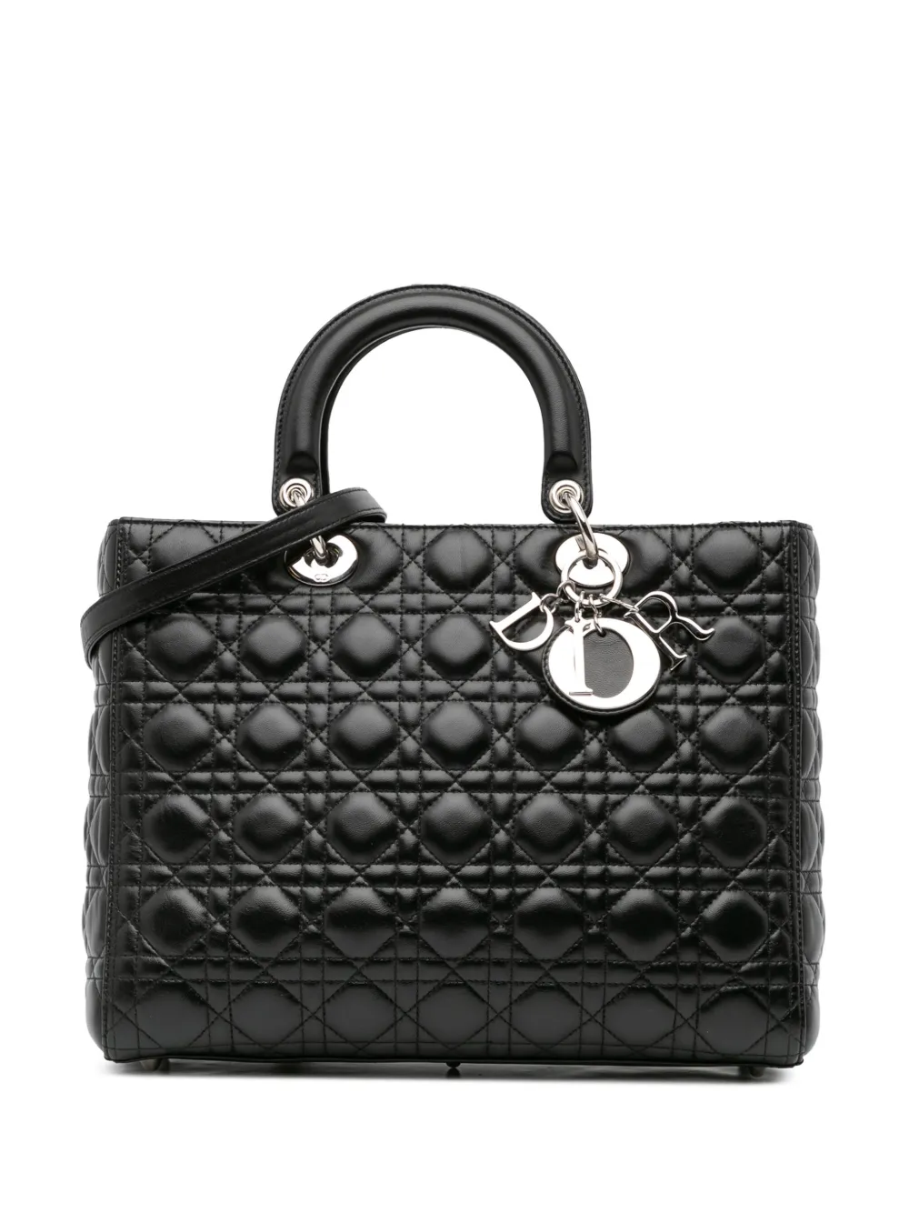 Christian Dior Pre-Owned 2012 ラージ ラムスキン カナージュ レディ ディオール サッチェルバッグ - Christian Dior Pre-Owned 2012 ラージ ラムスキン カナージュ レディ ディオール サッチェルバッグ -