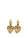 CHANEL Pre-Owned 1995 Gold Plated CC Heart Drop Clip On Earrings costume earrings