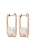 SHAY 18K rose gold diamond and pearl hoop earrings - Pink