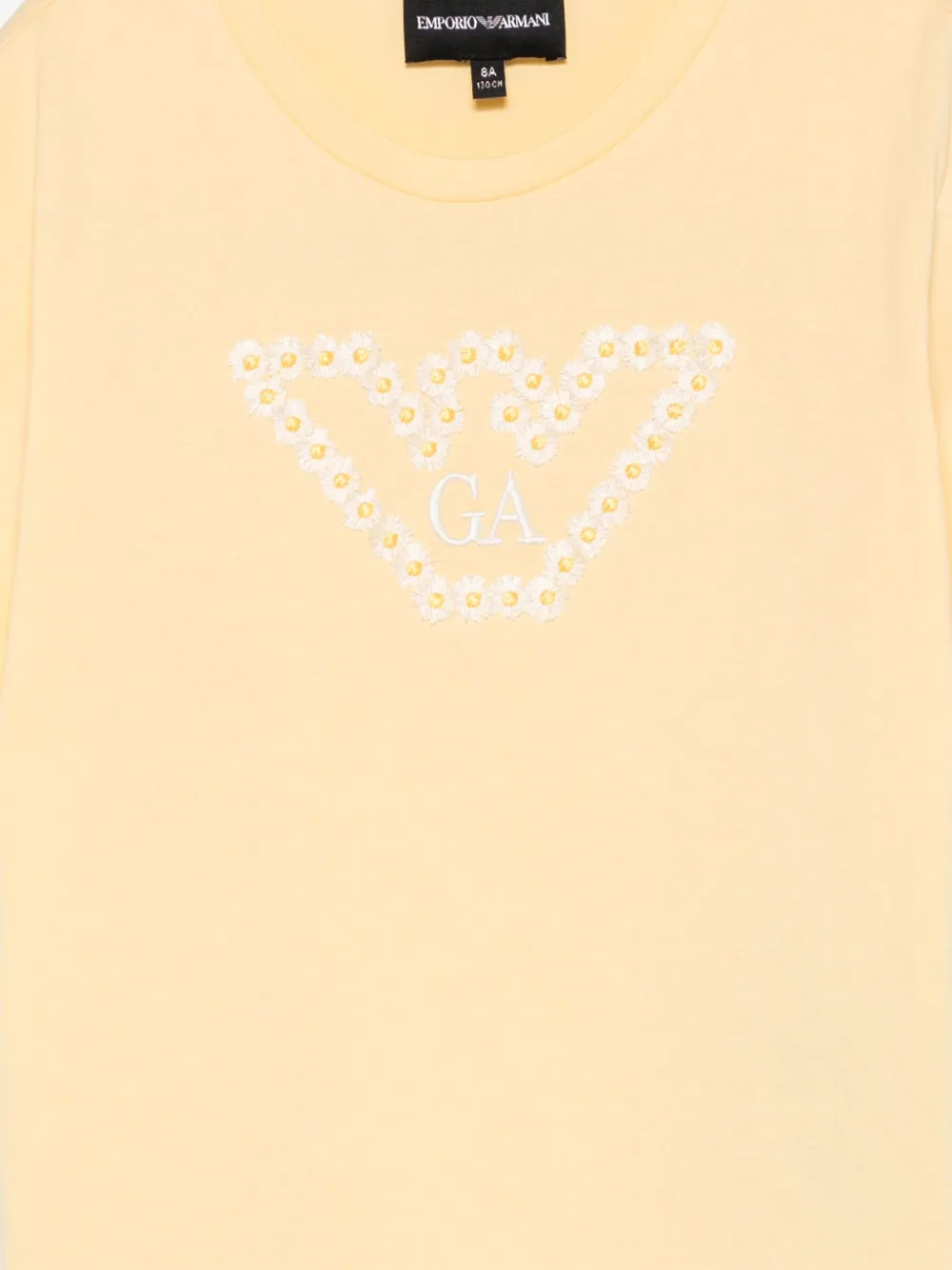 Shop Emporio Armani Daisy-embellishment Cotton T-shirt In Yellow