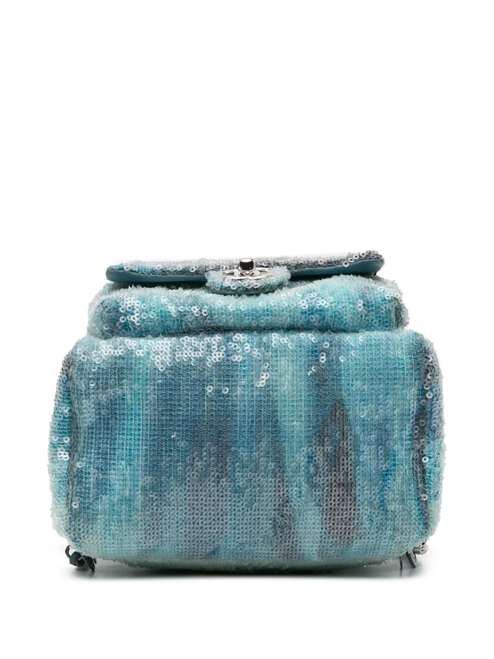 Pre-owned Chanel 2018 Mini Sequins And Lambskin Waterfall Backpack In Blue