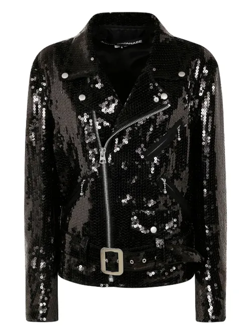 Veste de moto brodée de sequins - Junya Watanabe - Modalova