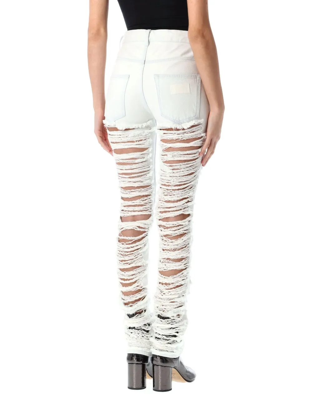 MM6 Maison Margiela Skinny jeans met gerafeld effect Blauw