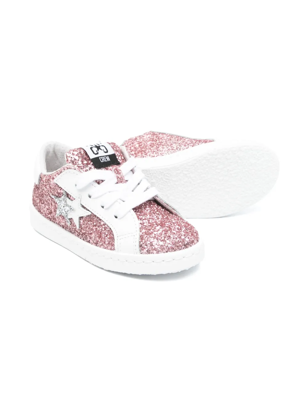 2 Star Kids leather-detail glitter sneakers Pink
