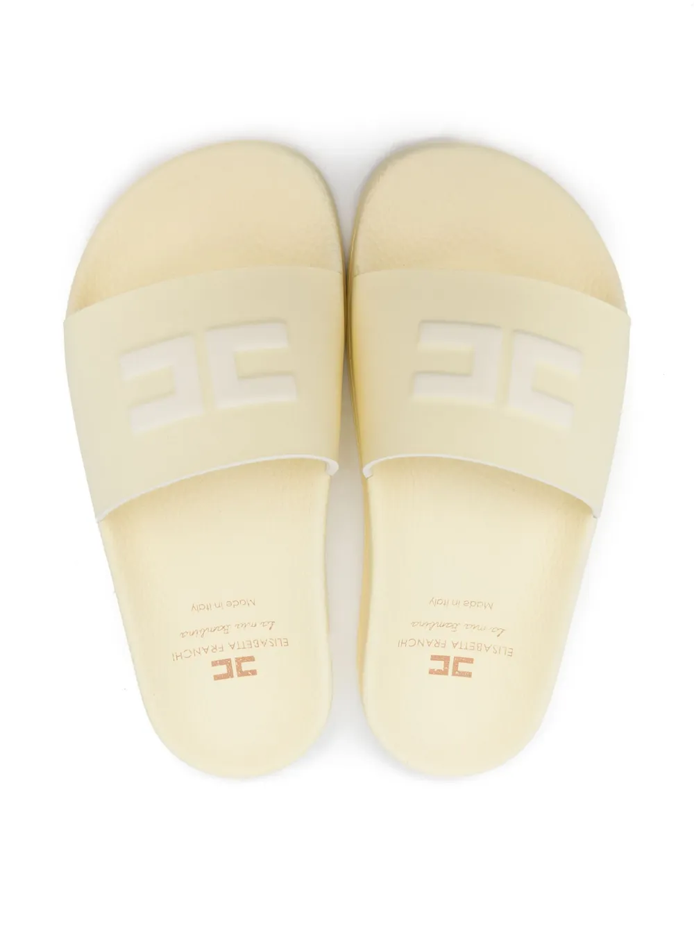 Elisabetta Franchi La Mia Bambina Embossed-logo Slides In Yellow