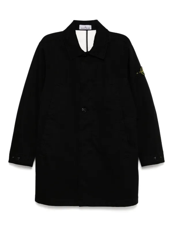 Stone Island Cotton Trench Coat Black FARFETCH IN