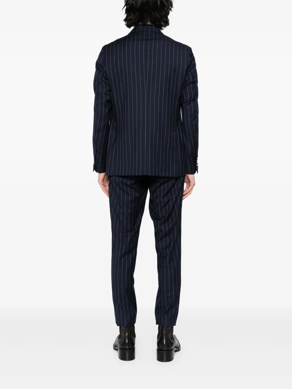 Lardini Pak met dubbele rij knopen en broche Blauw