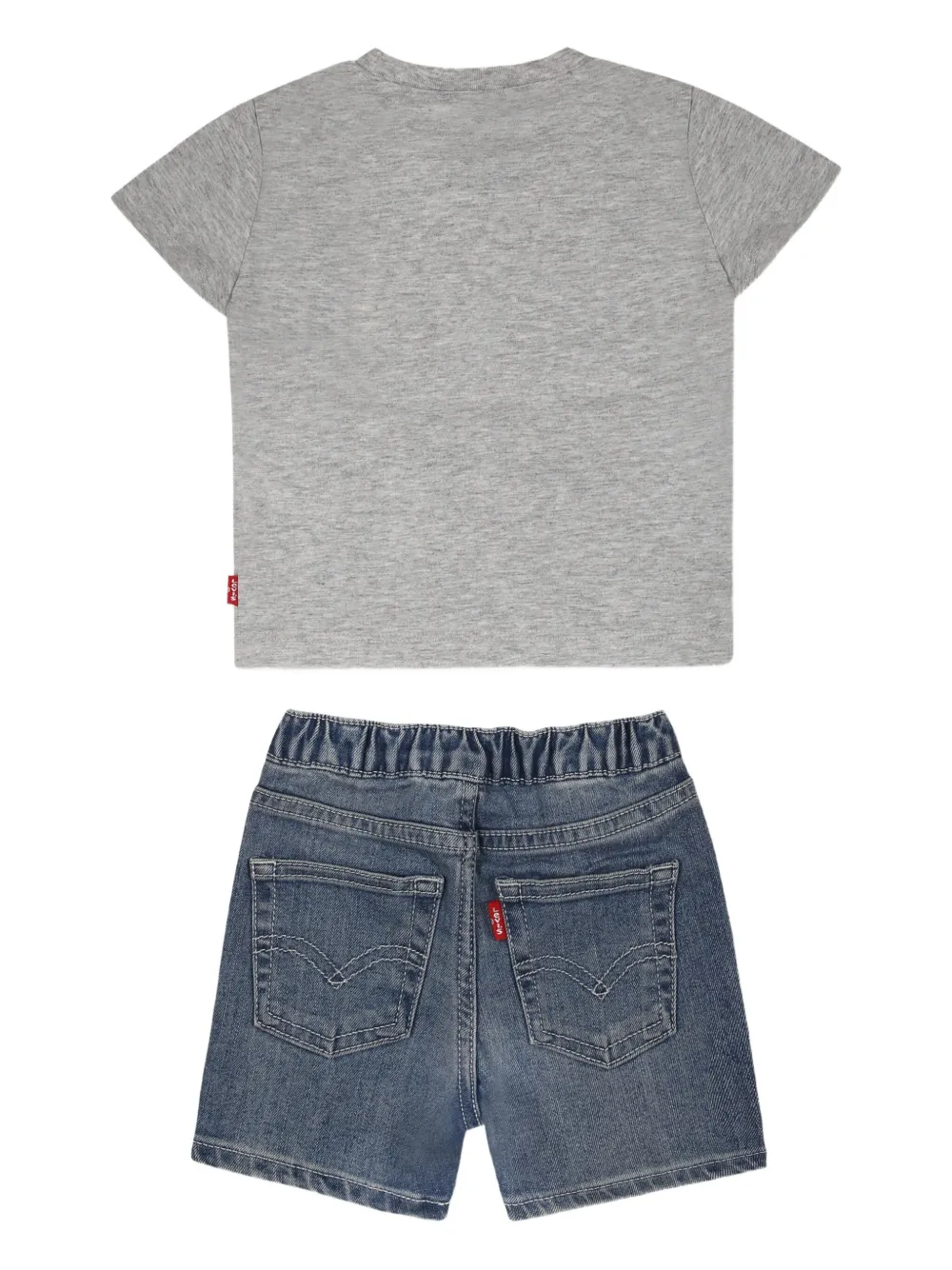 Shop Levi's Teddy-print Shorts And T-shirt Set In Grey