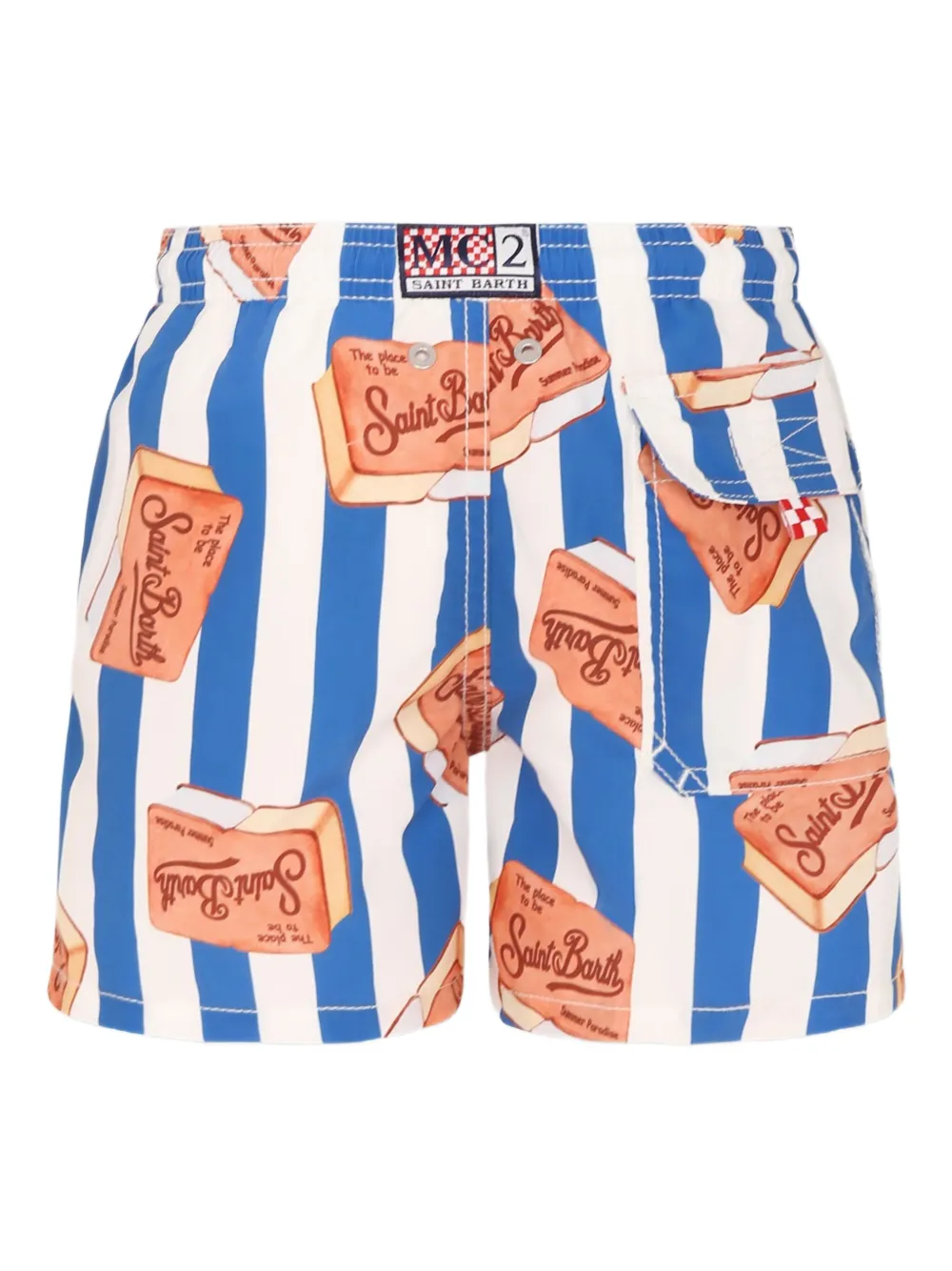 MC2 Saint Barth Kids Gestreepte zwembroek Blauw