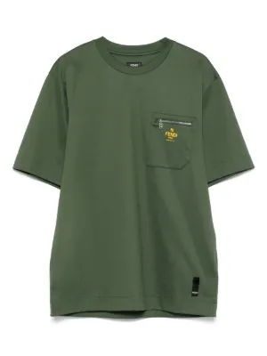 【送料&関税込】Fendi Olive Green Cotton T-shirt FENDI Olive Green Cotton T-shirt | italist | REVERSIBLE