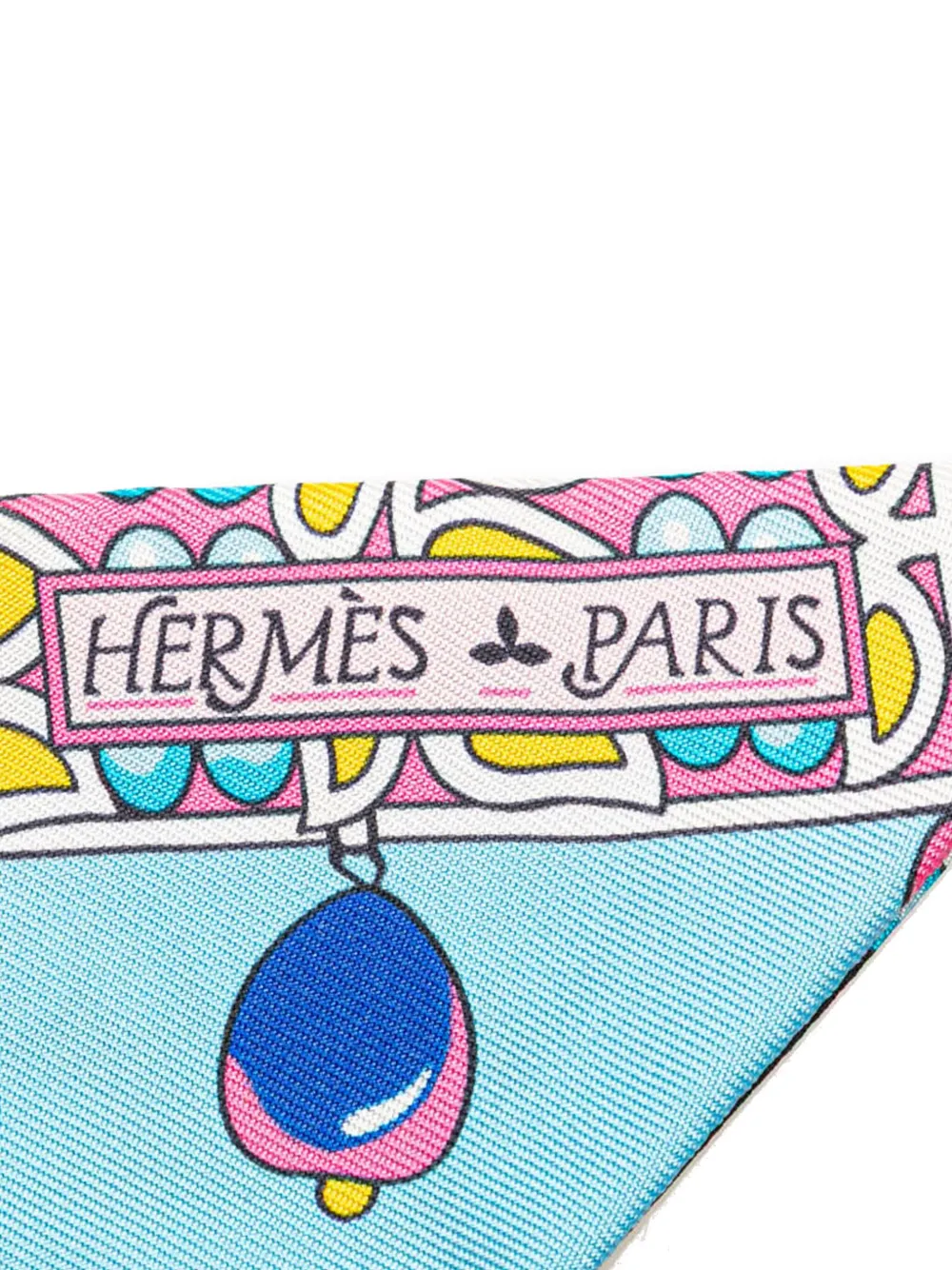 Pre-owned Hermes 20th Century Parures Des Maharajas Silk Twilly Scarf Scarves In Blue