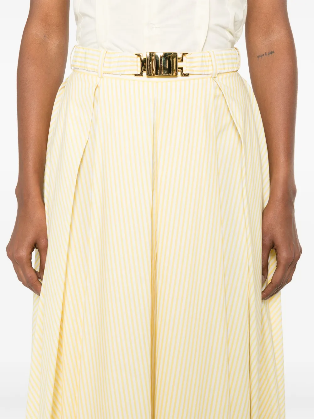 ROWEN ROSE STRIPED PLEATED SKIRT 