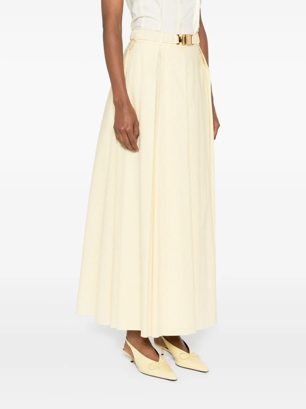 ROWEN ROSE STRIPED PLEATED SKIRT 