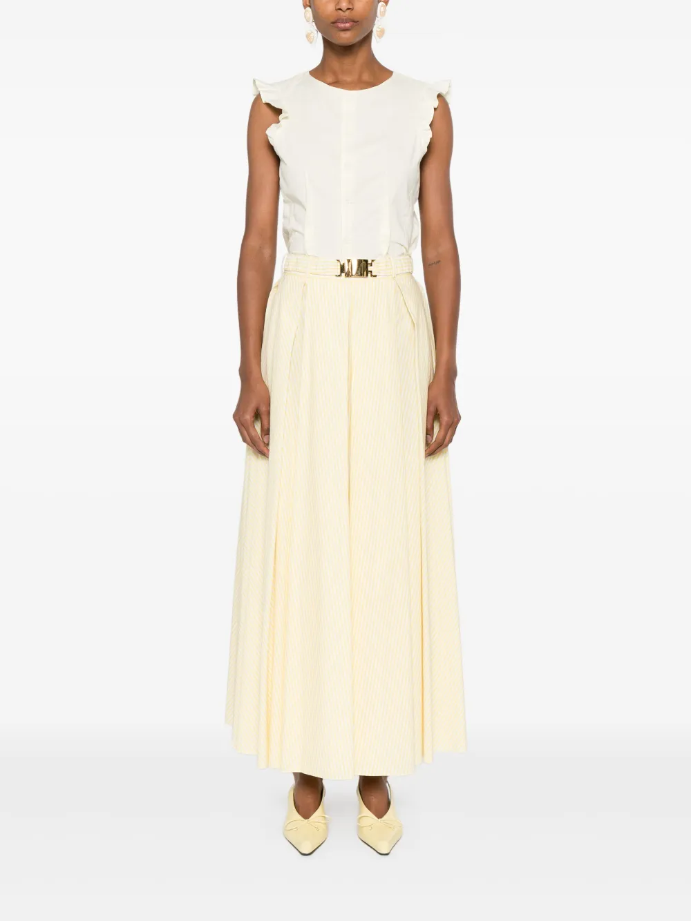 Rowen Rose striped pleated skirt - Wit