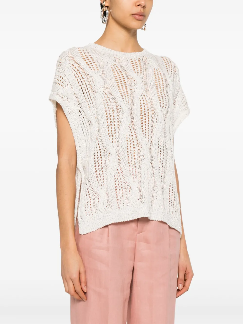 Antonelli Opengebreid vest Wit