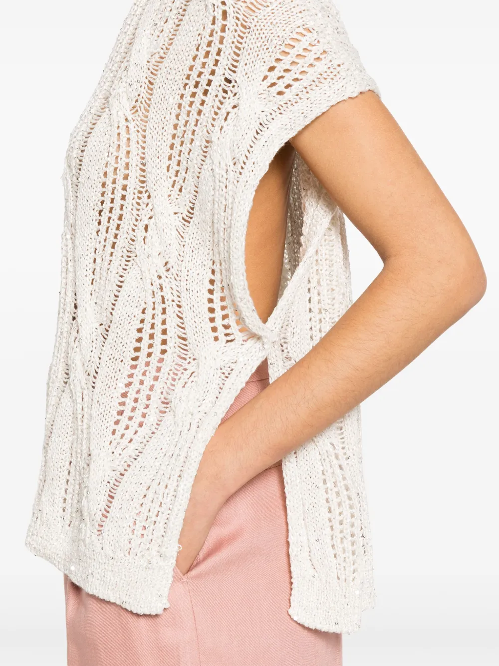 Antonelli Opengebreid vest Wit