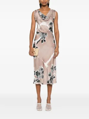 オールインワン・サロペット Ermanno Firenze Flowing Floral Print Dress With Deep FLORAL PRINTED SATIN SLIP DRESS – ERMANNO FIRENZE