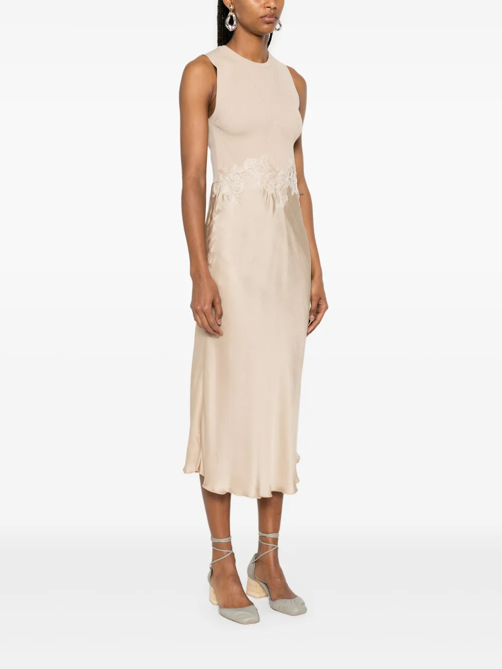 ERMANNO FIRENZE Midi-jurk met vlakken Beige