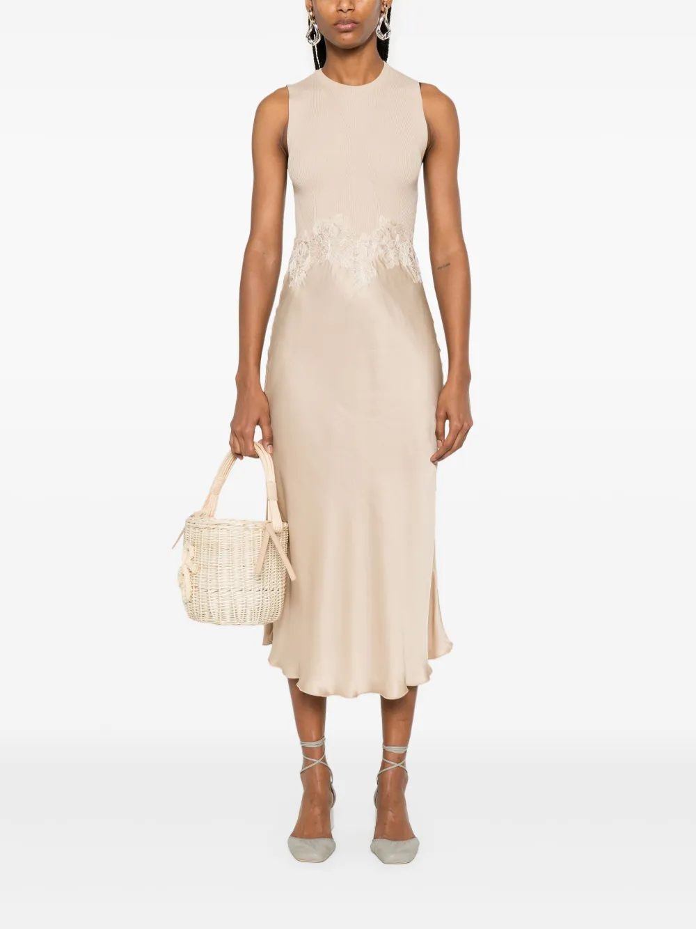 ERMANNO FIRENZE Midi-jurk met vlakken - Beige