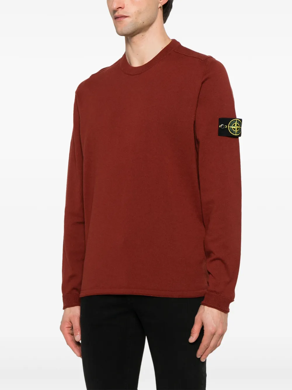 Stone Island Trui met Compass-logopatch Bruin