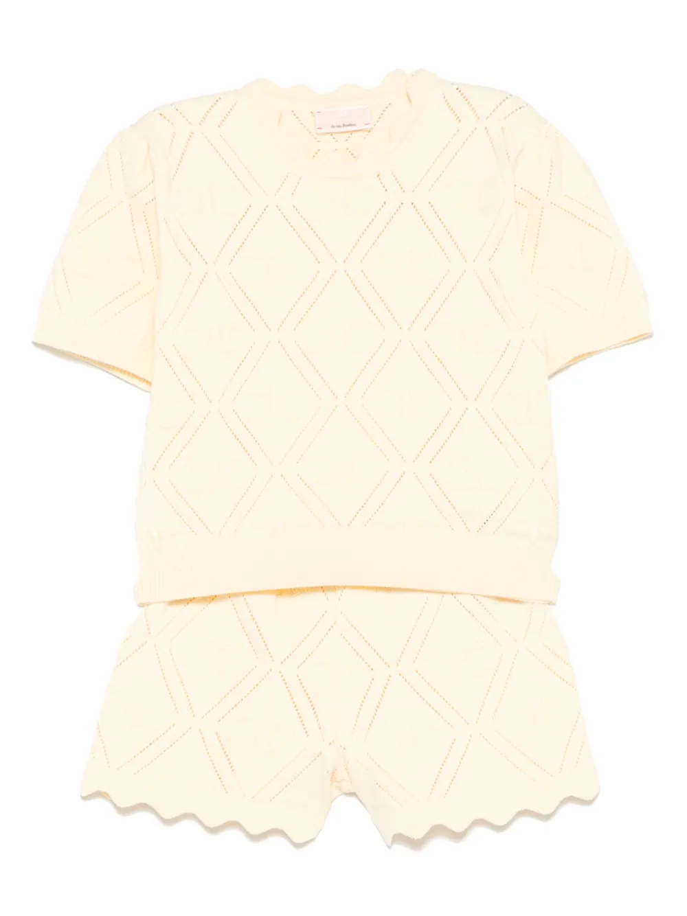 Elisabetta Franchi La Mia Bambina Gebreide shorts Geel