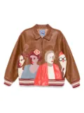 KidSuper patchwork-portraits leather jacket - Brown