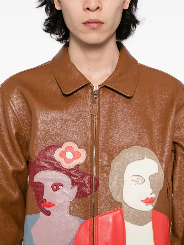 KidSuper パッチワーク レザージャケット | ブラウン | FARFETCH JP