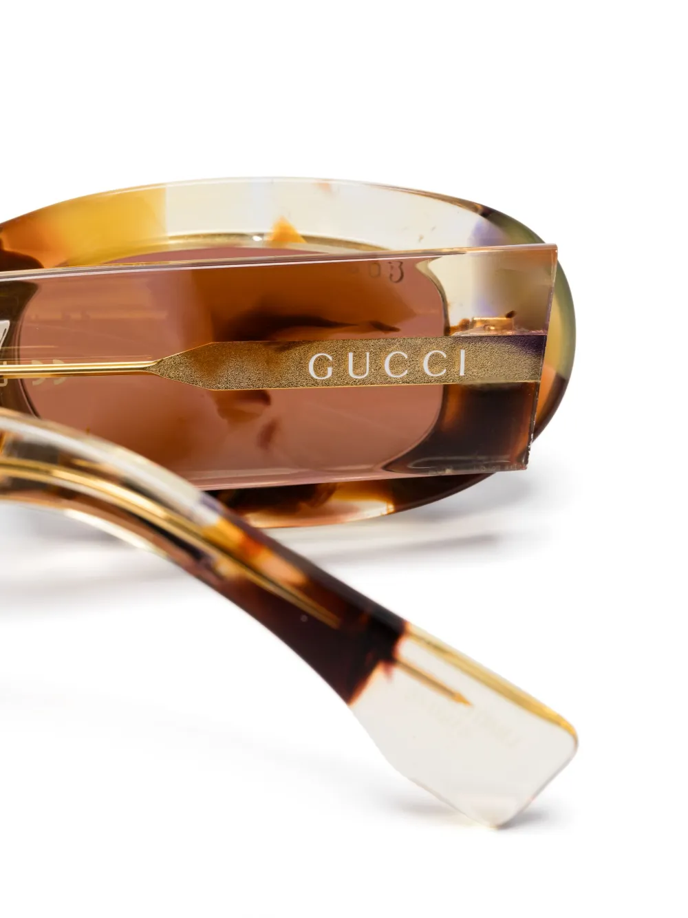 Gucci Eyewear Zonnebril met ovalen montuur Bruin
