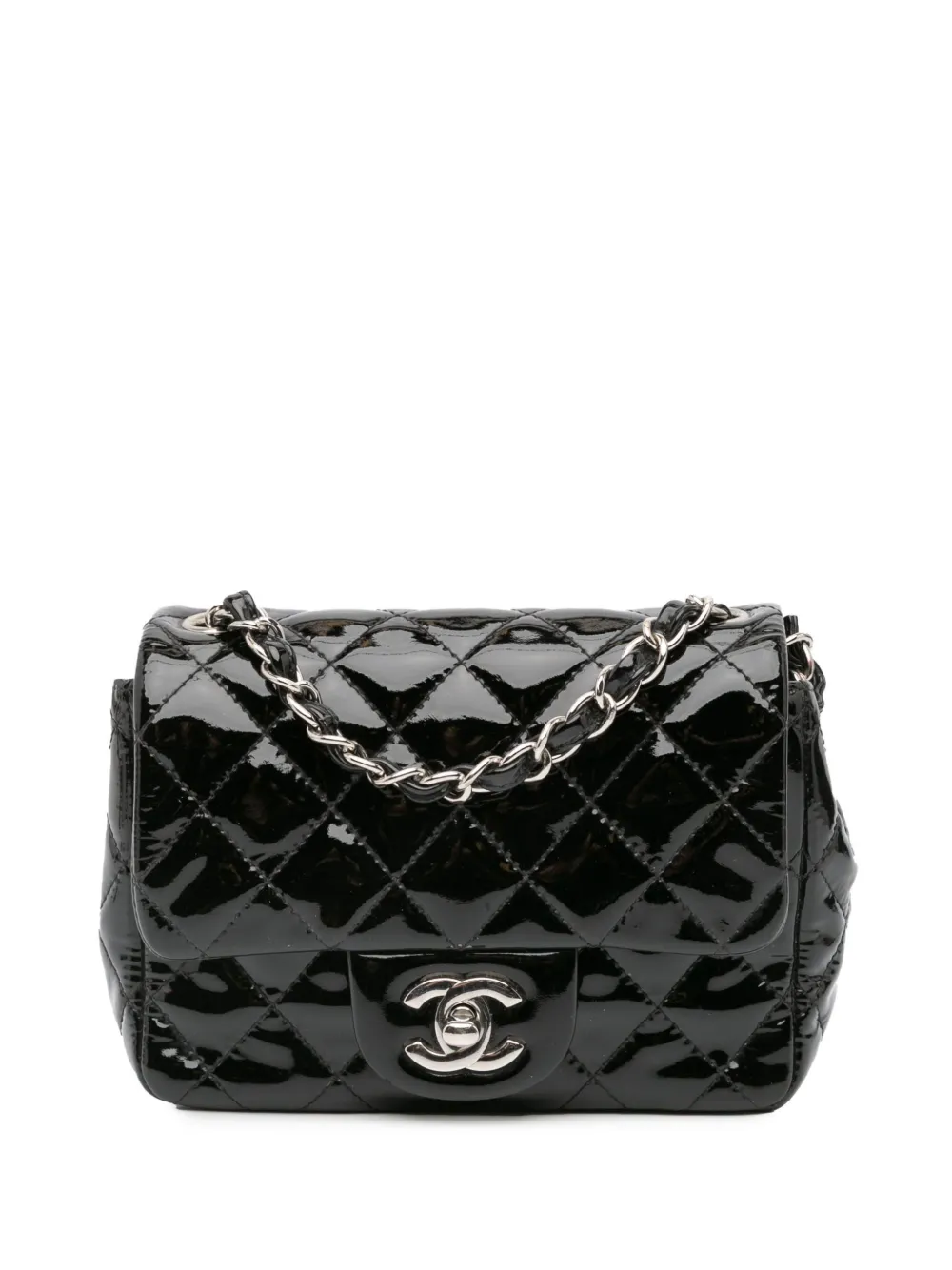 CHANEL Pre-Owned 2014-2015 Mini Square Classic Patent Single Flap crossbody bag | Black | Image 1