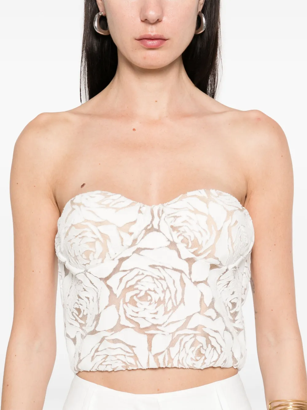 Ermanno Scervino Cropped top met bloemenpatroon Wit