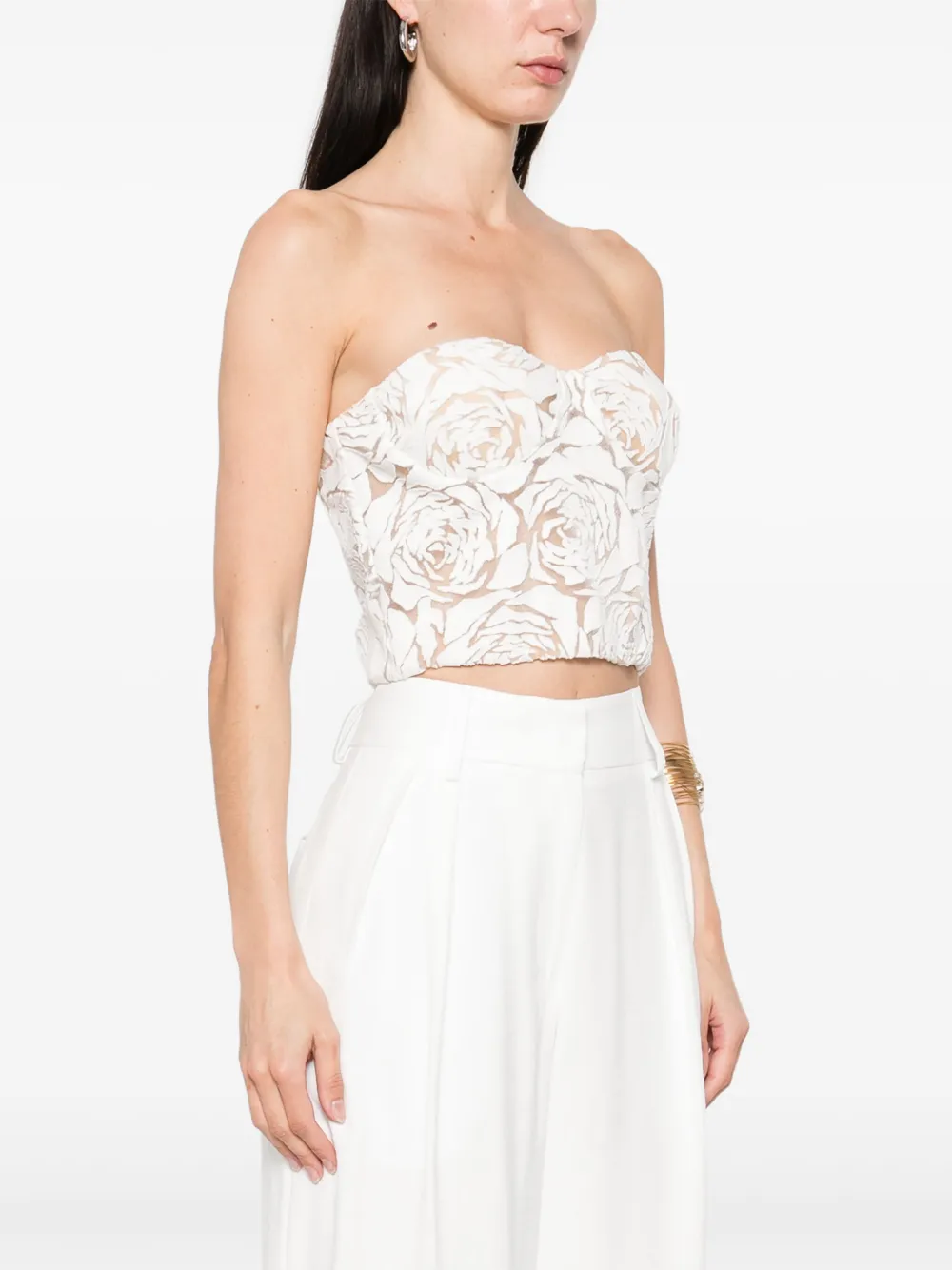 Ermanno Scervino Cropped top met bloemenpatroon Wit