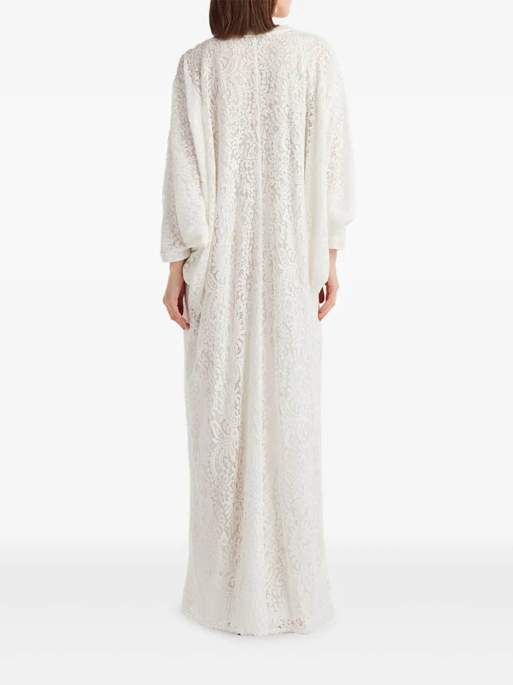 Tadashi Shoji Plaunt Lace Caftan Gown In Weiss