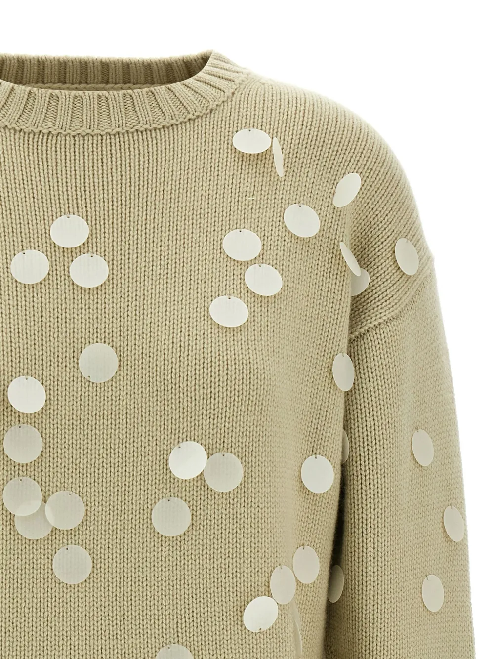 extreme cashmere Oldie trui met pailletten Beige