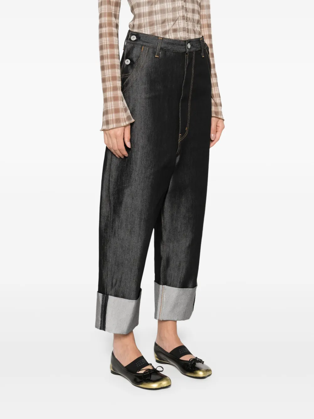 Shop Junya Watanabe Contrast-stitching Jeans