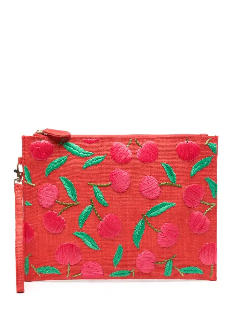 Gustoko cherry-embroidered clucth bag