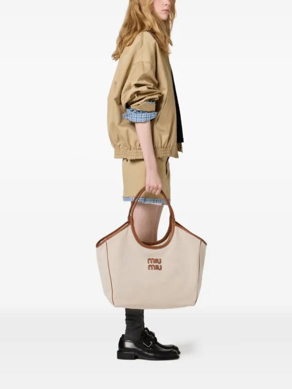 ★2025SS 超新作 ★MIU MIU★ Ivy Tote Bag Natural Brandy Cognac Ivy Leather Bag | Miu Miu