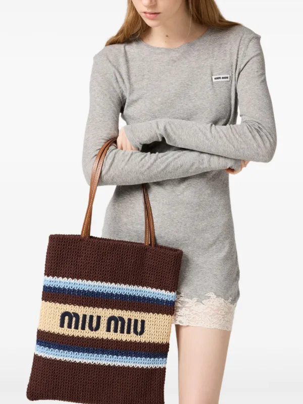 Miu Miu Crochet Tote Bag | Brown | FARFETCH