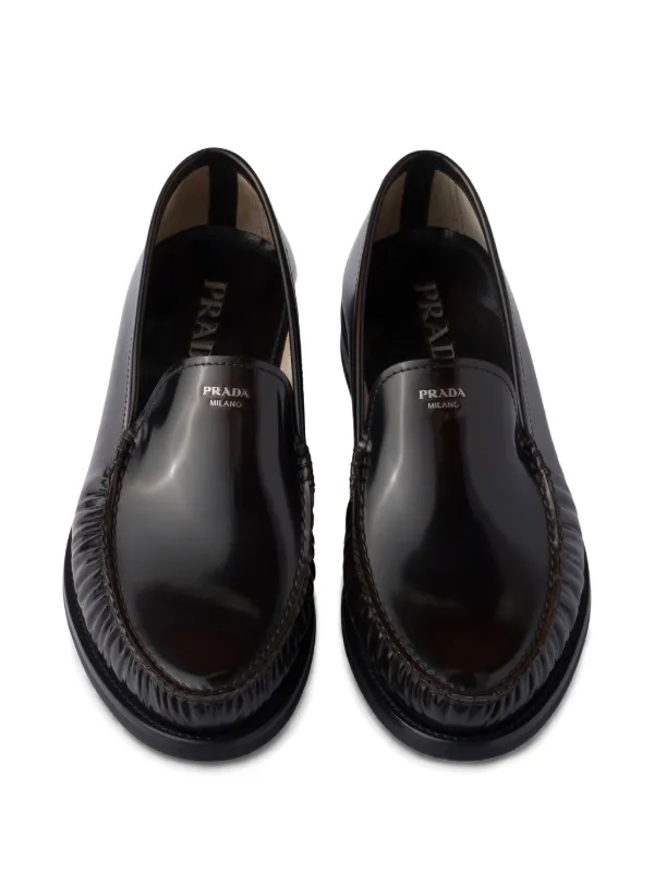 Prada Leather Loafers | Brown | FARFETCH RO
