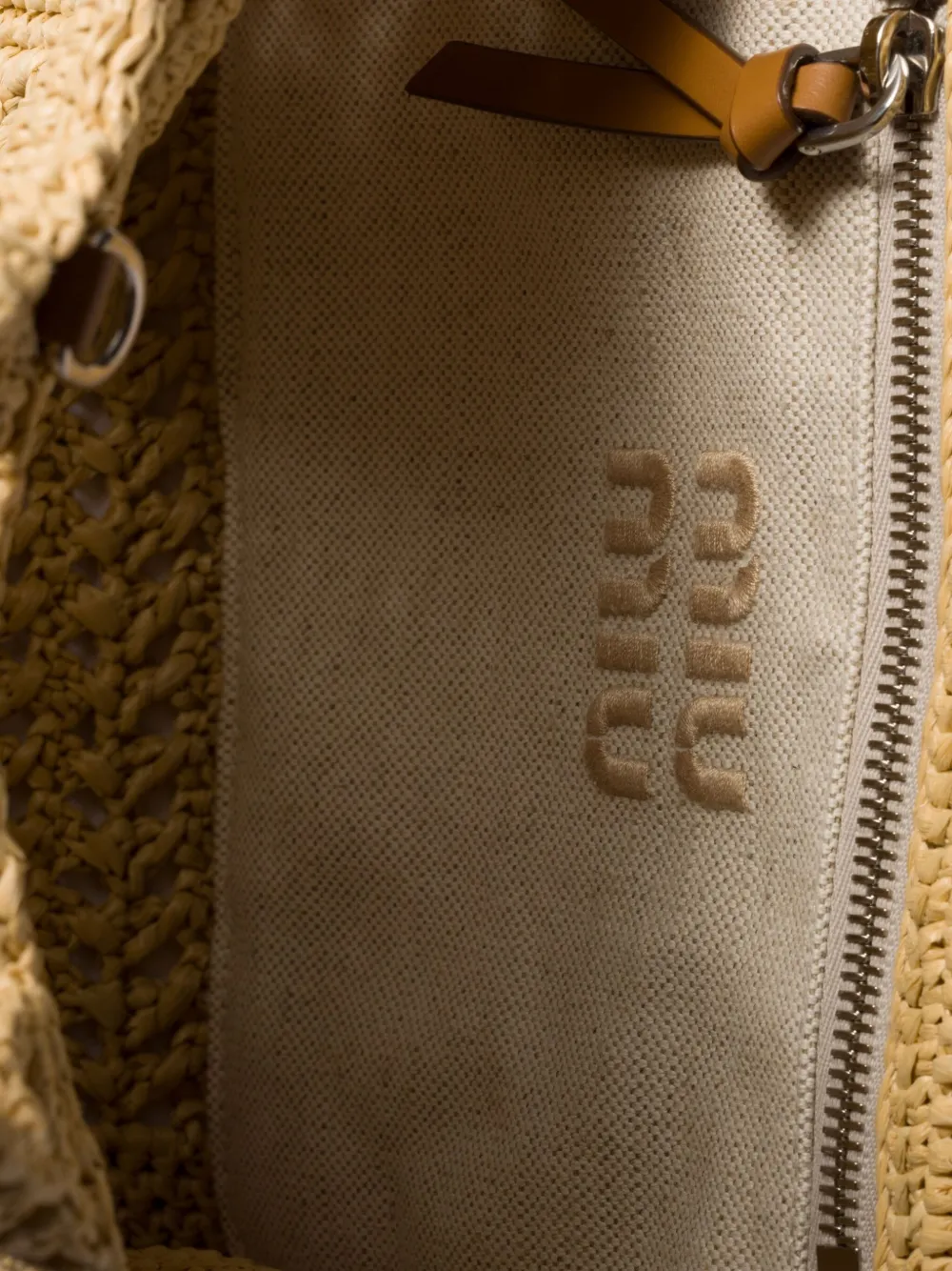 Miu Gehaakte shopper Beige