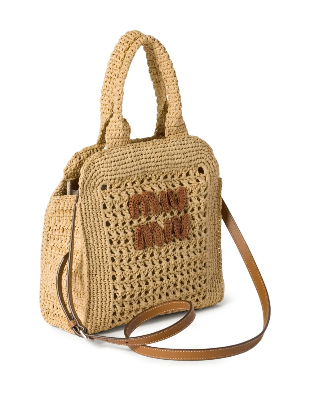 Miu Gehaakte shopper Beige