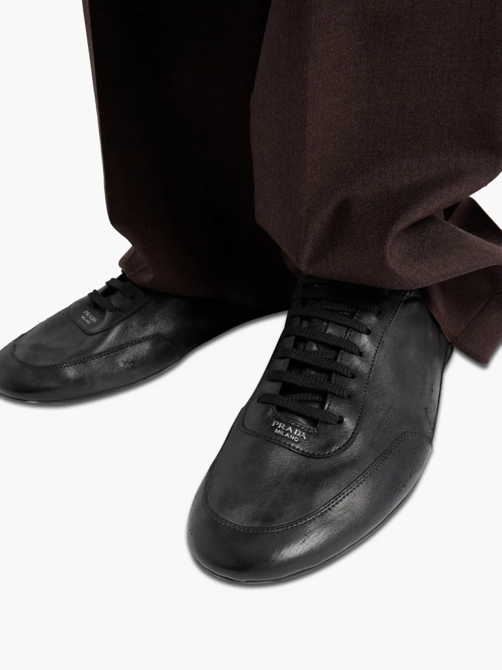【送関込】PRADA☆プラダ Collapse Sneakers Prada Collapse Leather Sneakers | Black | FARFETCH
