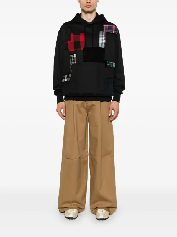 花畑様 Junya Watanabe MAN patchwork-detail Hoodie | Black | FARFETCH
