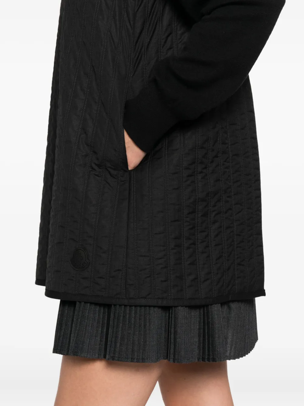 Moncler Quilted Pleated Mini Dress In Black