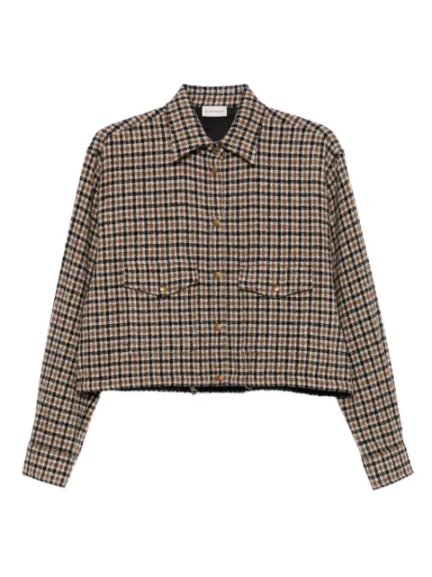 Moncler macro-check wool overshirt