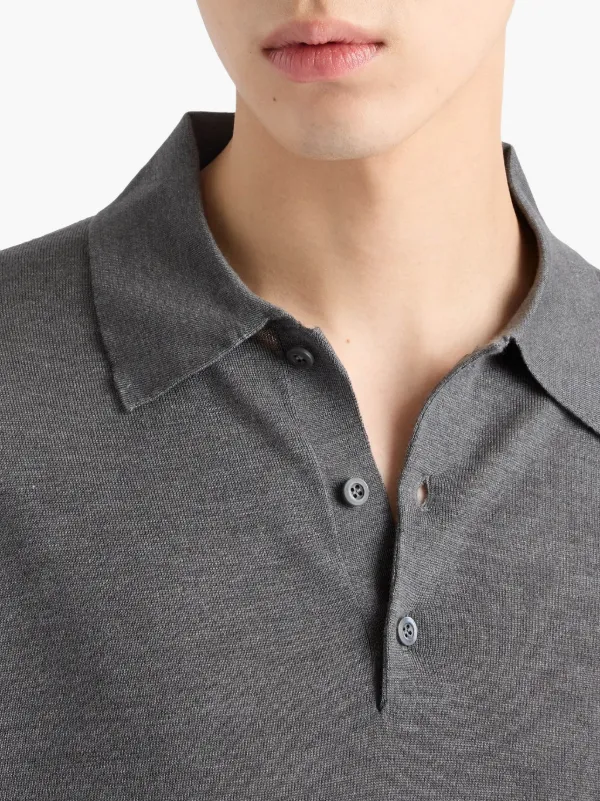 PRADA グレー ニットポロシャツ 半袖 Prada ニット ポロシャツ | グレー | FARFETCH JP