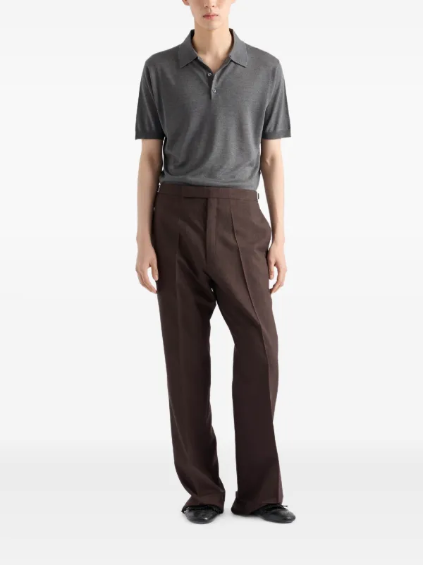 PRADA グレー ニットポロシャツ 半袖 中古・古着通販】PRADA (プラダ) 半袖ニットポロシャツ グレー