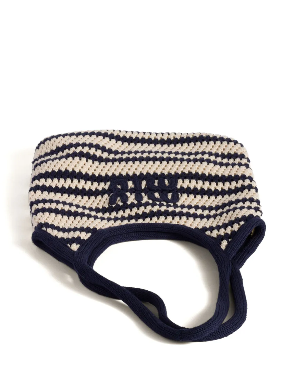 Miu Ivy gehaakte gestreepte shopper Blauw